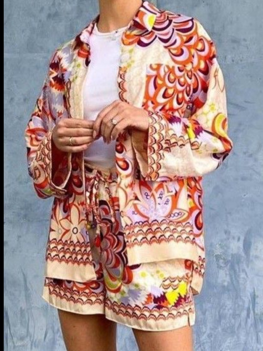 Zara Multicolor Abstract Print Silk Blouse